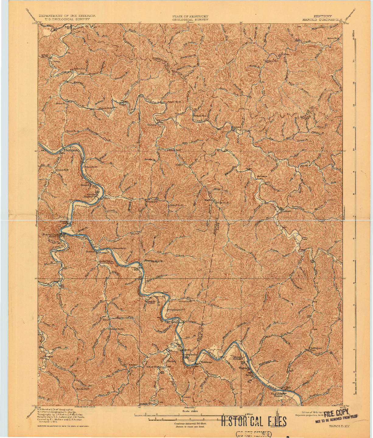 USGS 1:62500-SCALE QUADRANGLE FOR HAROLD, KY 1916