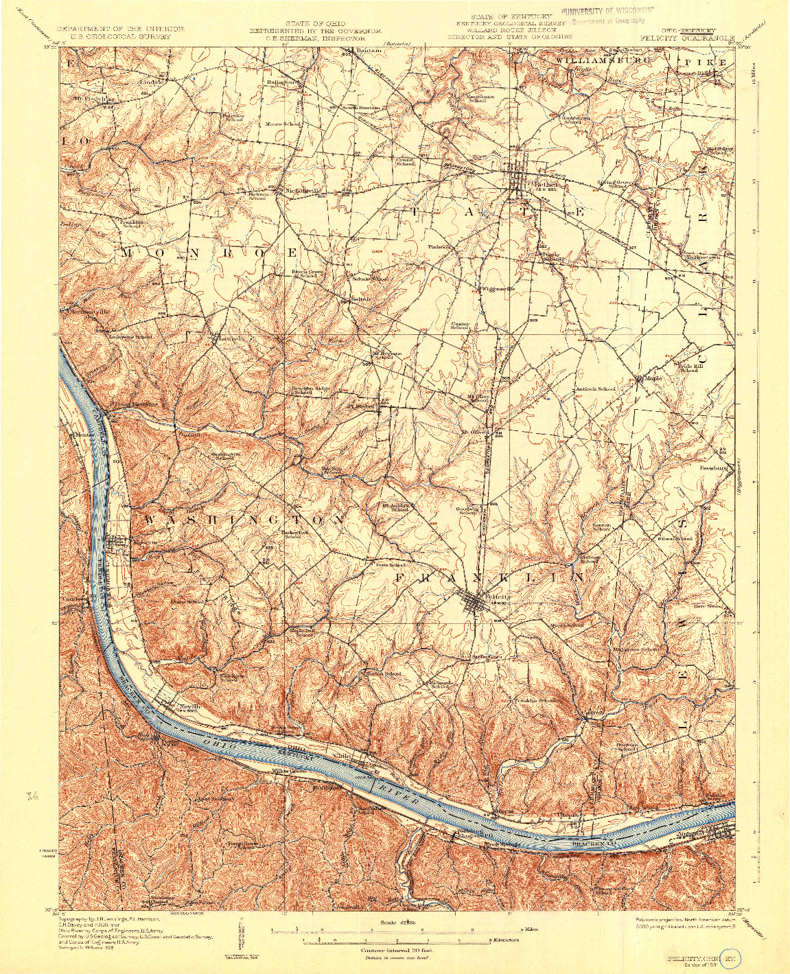 USGS 1:62500-SCALE QUADRANGLE FOR FELICITY, OH 1931