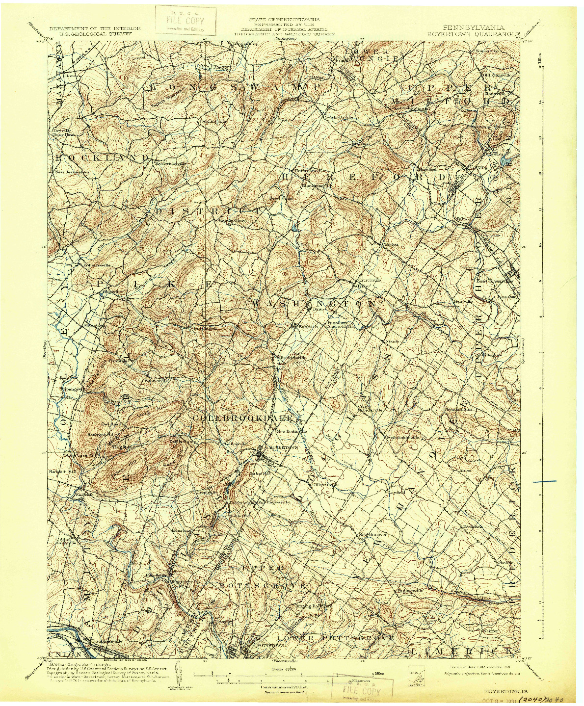 USGS 1:62500-SCALE QUADRANGLE FOR BOYERTOWN, PA 1902