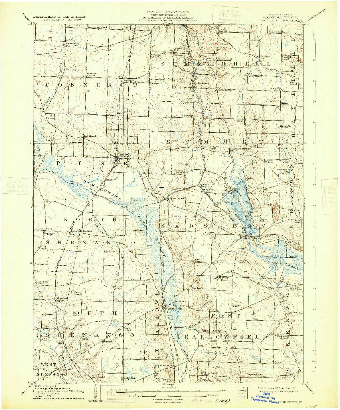 USGS 1:62500-SCALE QUADRANGLE FOR LINESVILLE, PA 1908