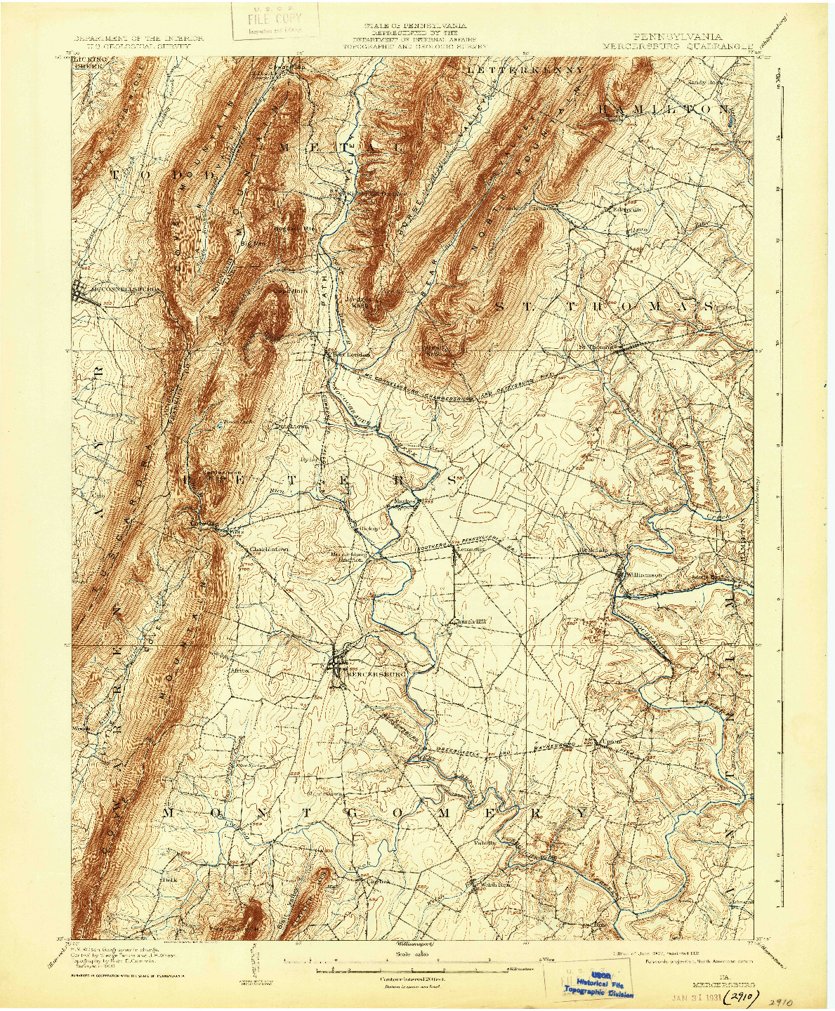USGS 1:62500-SCALE QUADRANGLE FOR MERCERSBURG, PA 1902