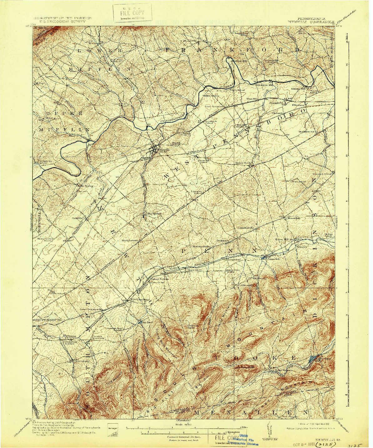 USGS 1:62500-SCALE QUADRANGLE FOR NEWVILLE, PA 1919