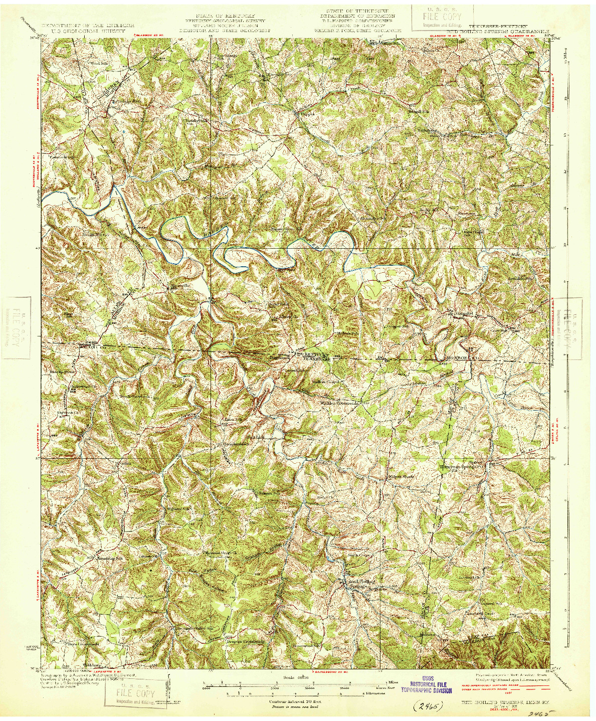 USGS 1:62500-SCALE QUADRANGLE FOR RED BOILING SPRINGS, TN 1931