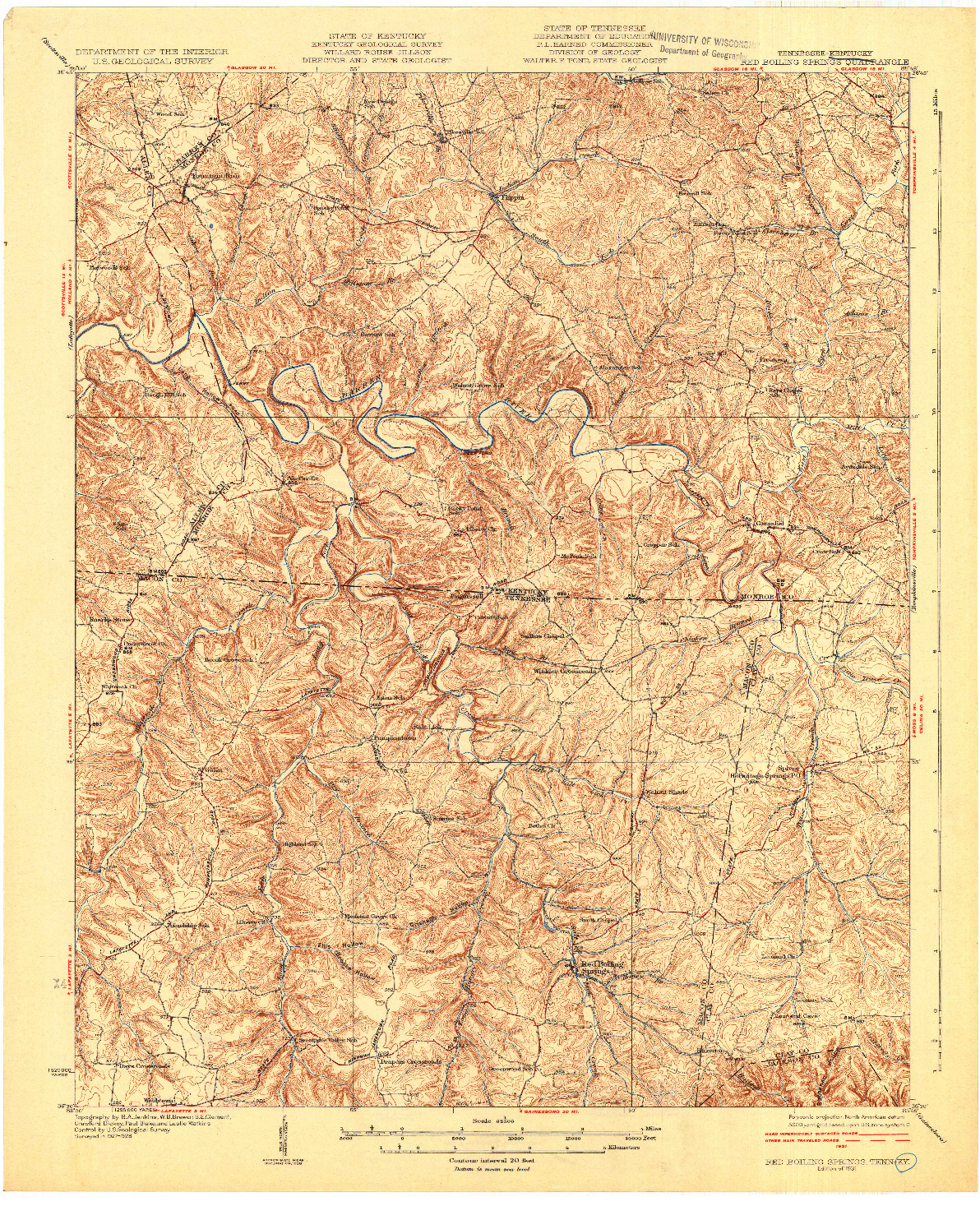 USGS 1:62500-SCALE QUADRANGLE FOR RED BOILING SPRINGS, TN 1931