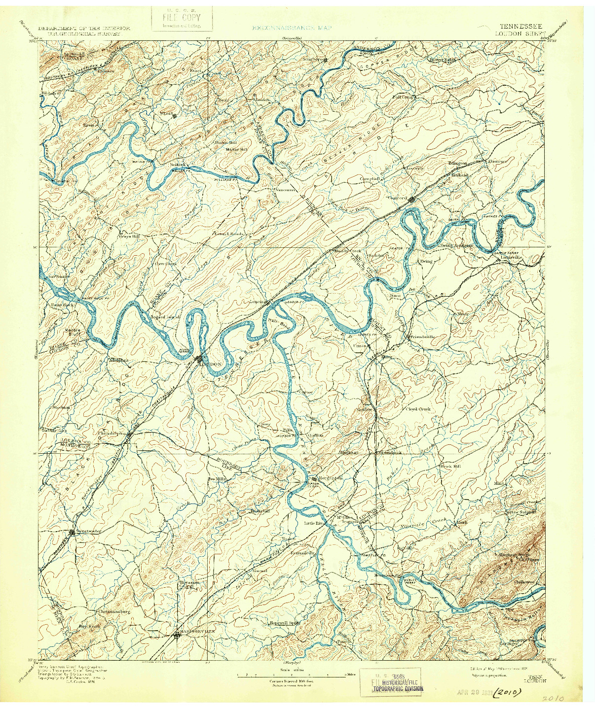 USGS 1:125000-SCALE QUADRANGLE FOR LOUDON, TN 1895