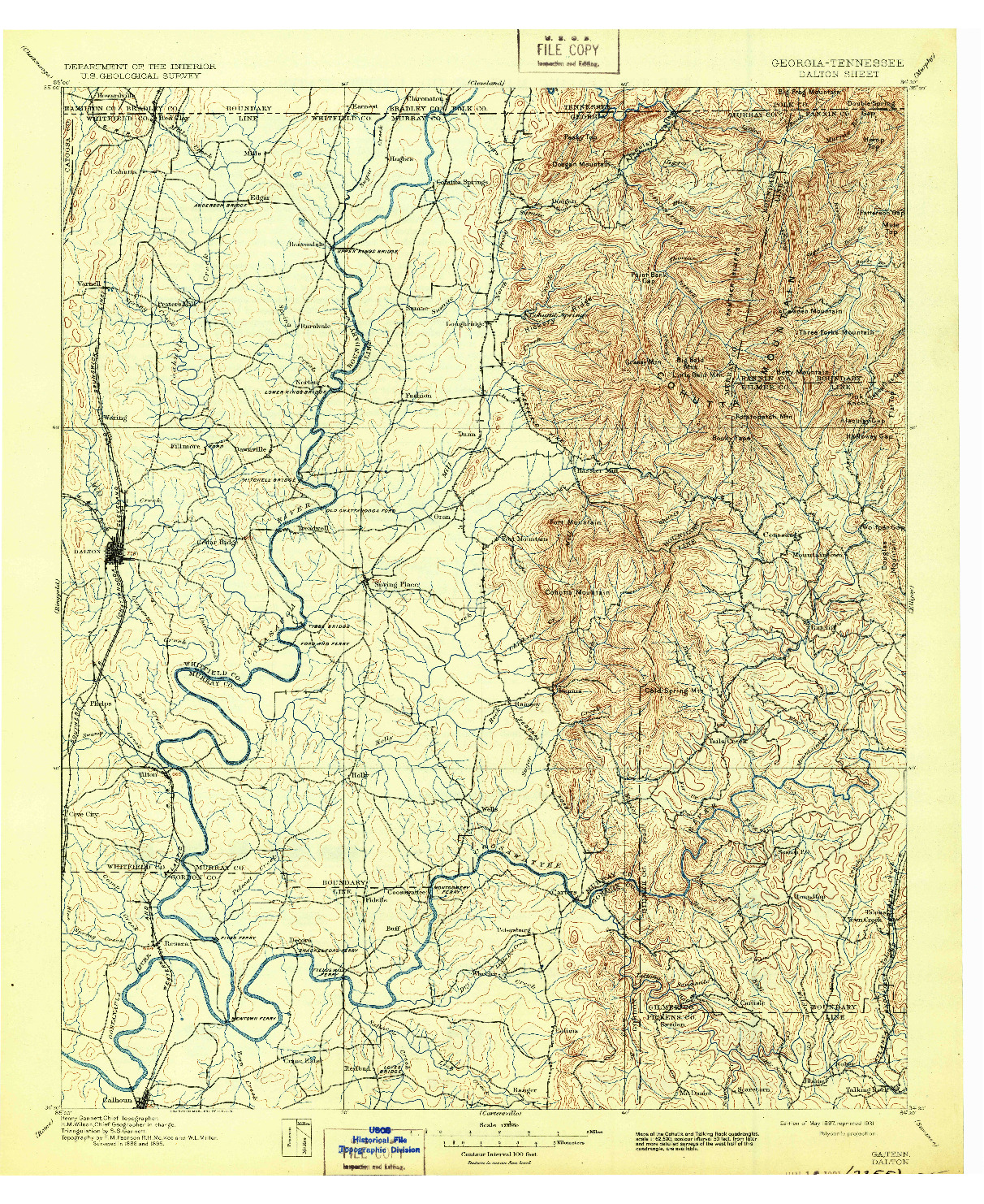 USGS 1:125000-SCALE QUADRANGLE FOR DALTON, GA 1897