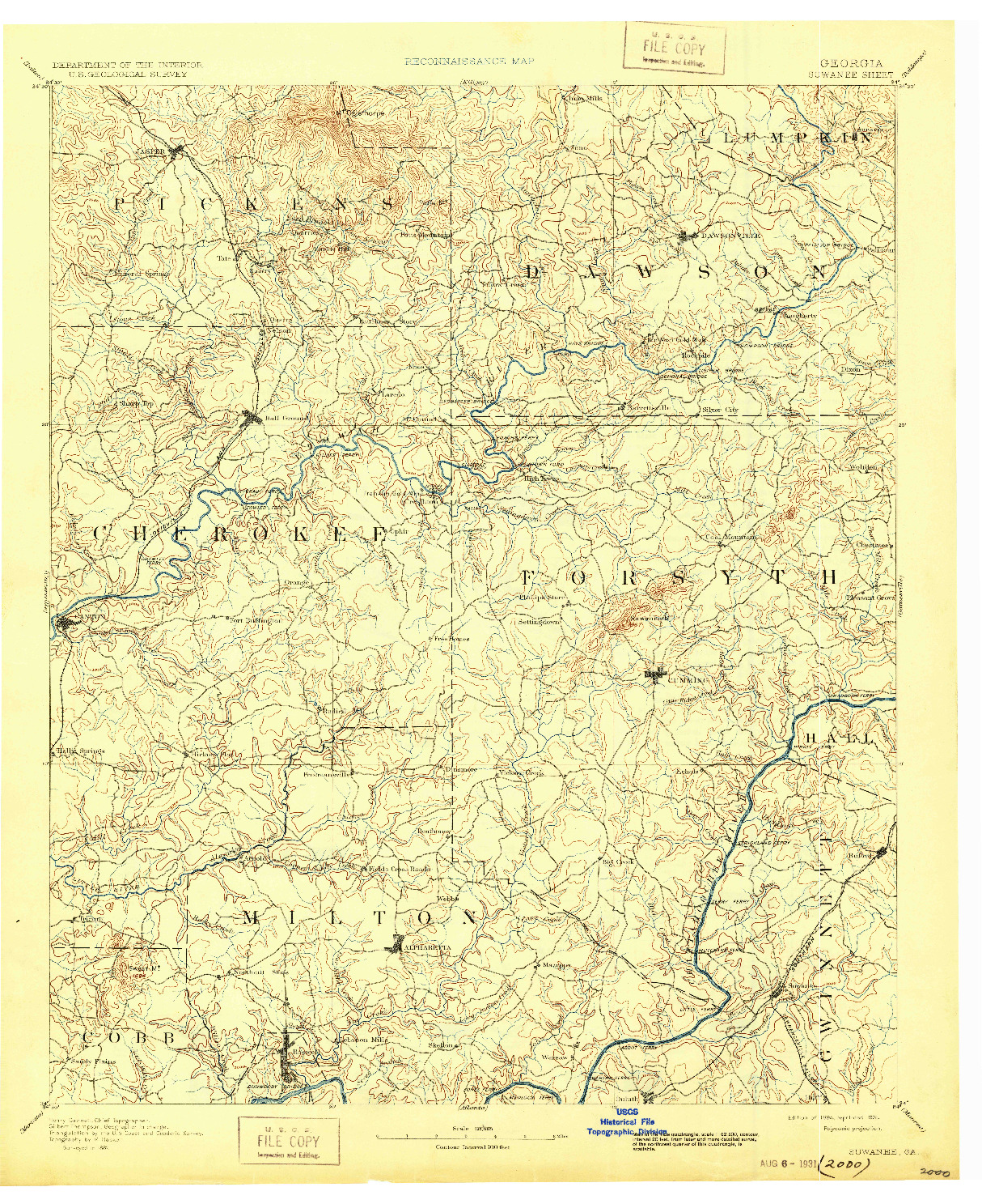 USGS 1:125000-SCALE QUADRANGLE FOR SUWANEE, GA 1894