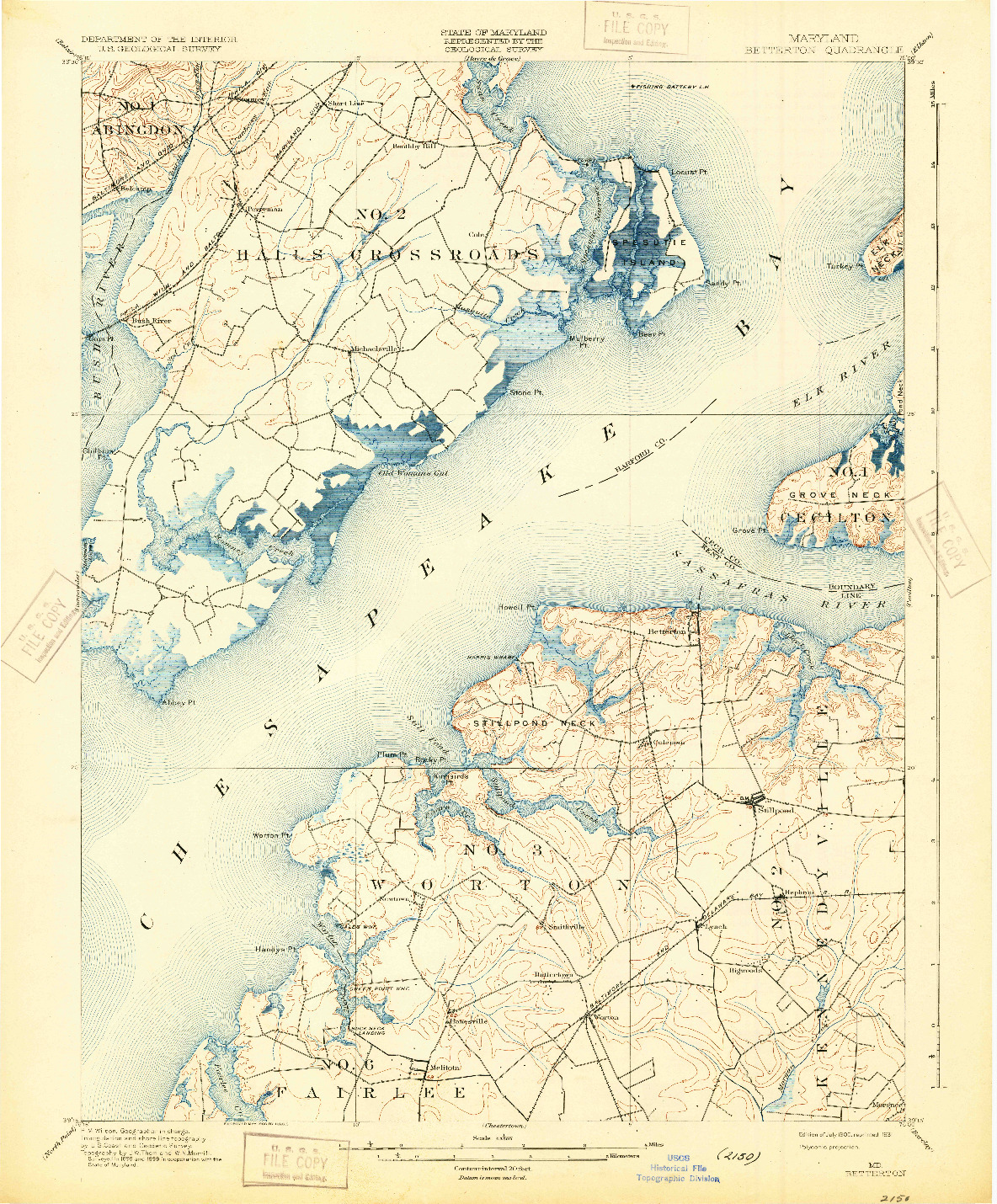 USGS 1:62500-SCALE QUADRANGLE FOR BETTERTON, MD 1900