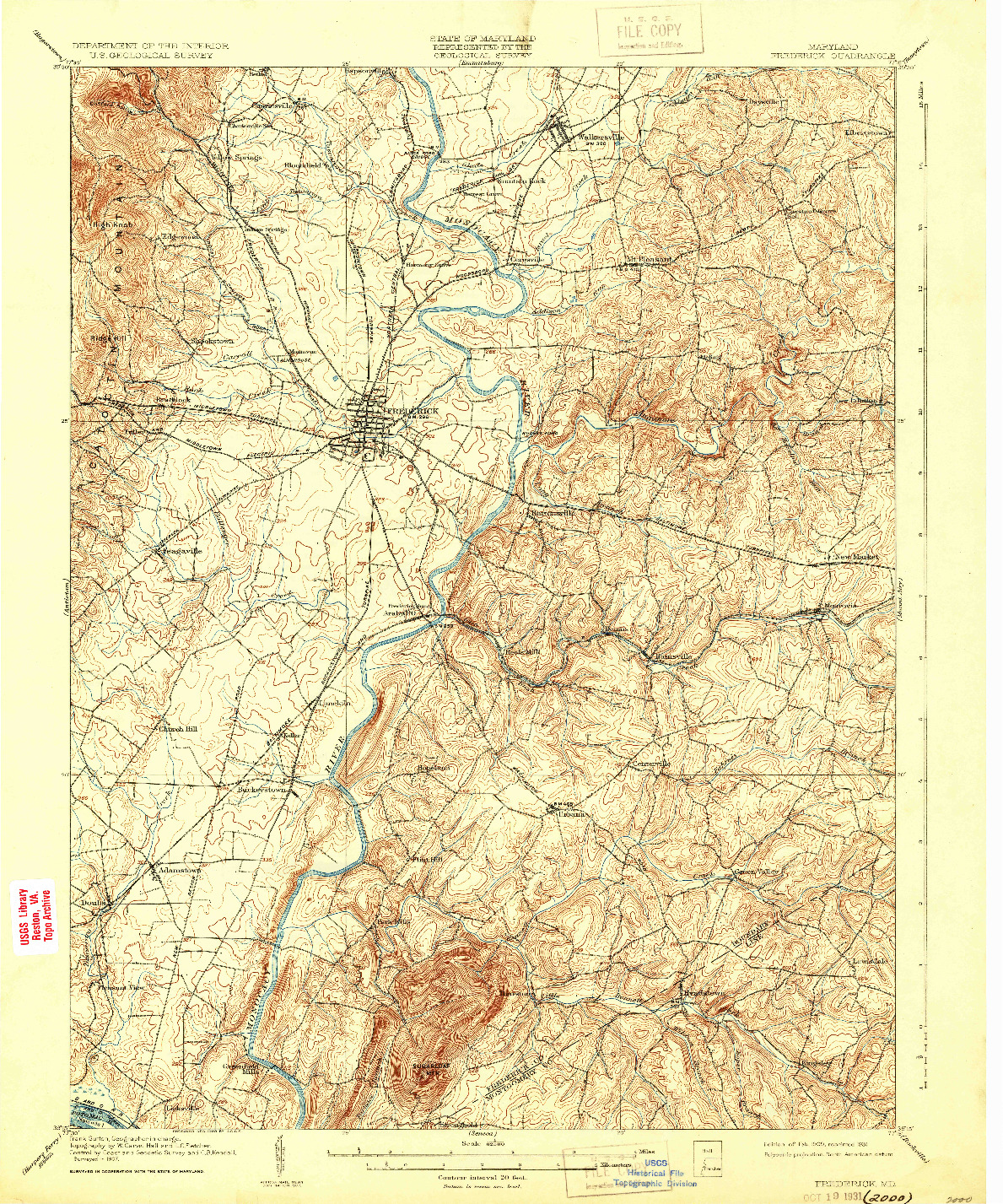 USGS 1:62500-SCALE QUADRANGLE FOR FREDERICK, MD 1909