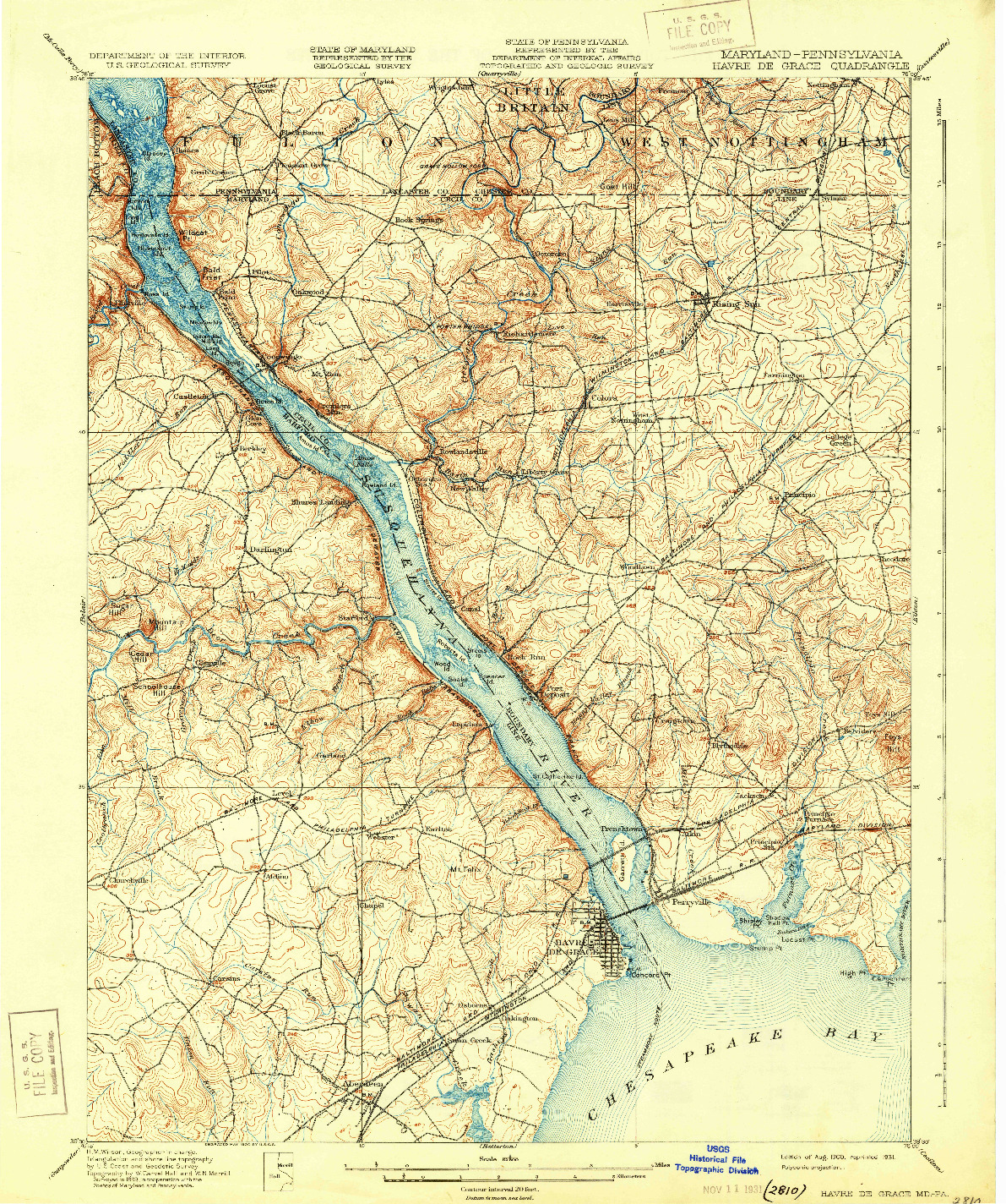 USGS 1:62500-SCALE QUADRANGLE FOR HAVRE DE GRACE, MD 1900