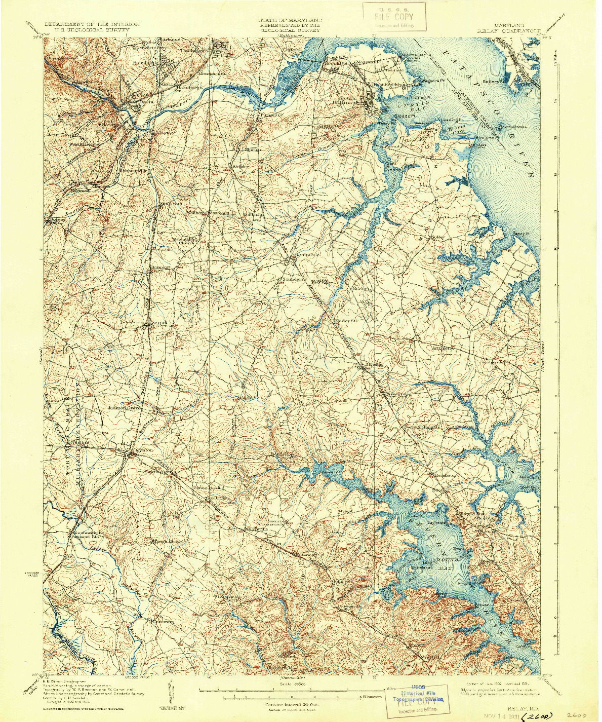 USGS 1:62500-SCALE QUADRANGLE FOR RELAY, MD 1907