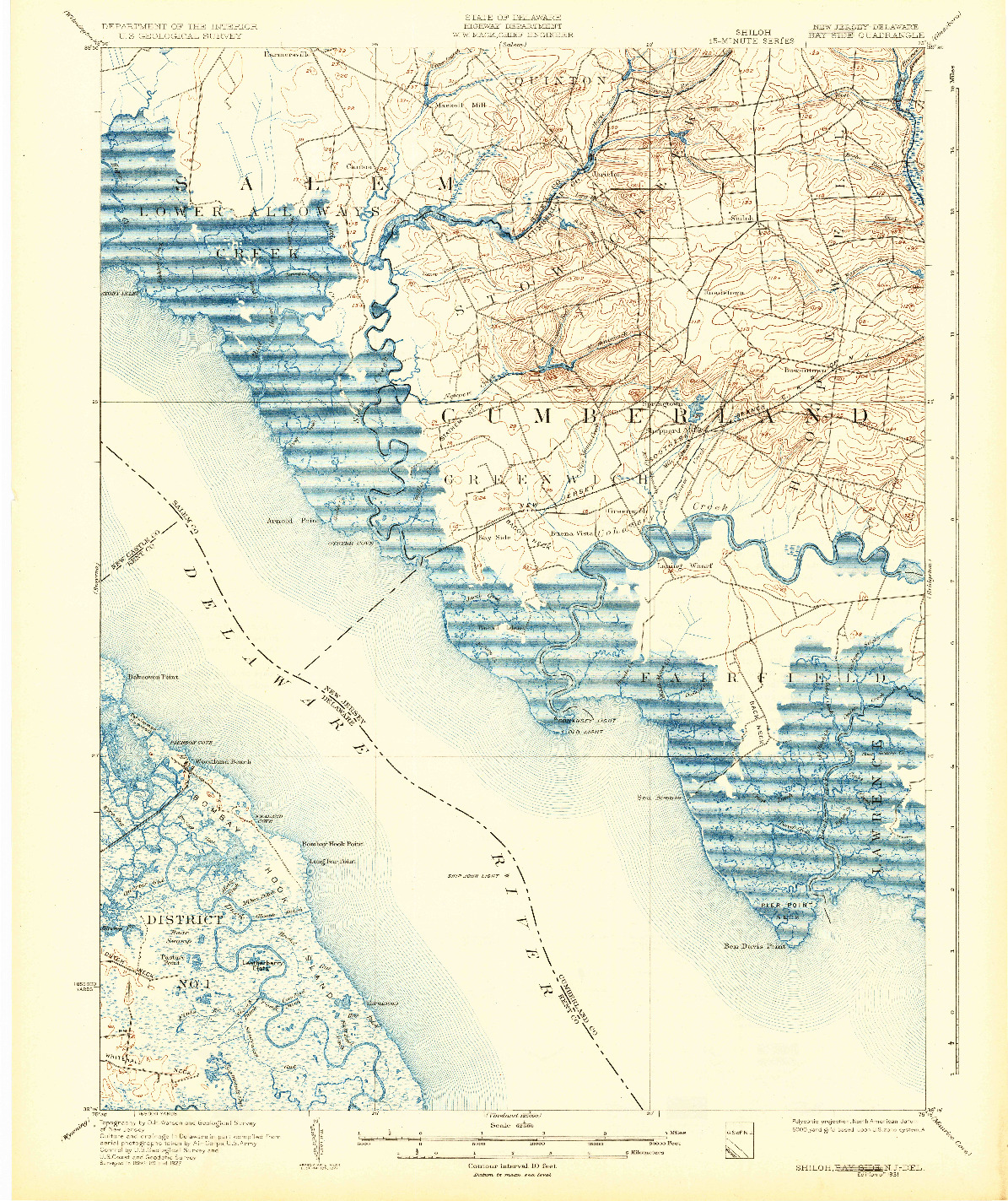 USGS 1:62500-SCALE QUADRANGLE FOR SHILOH, NJ 1931