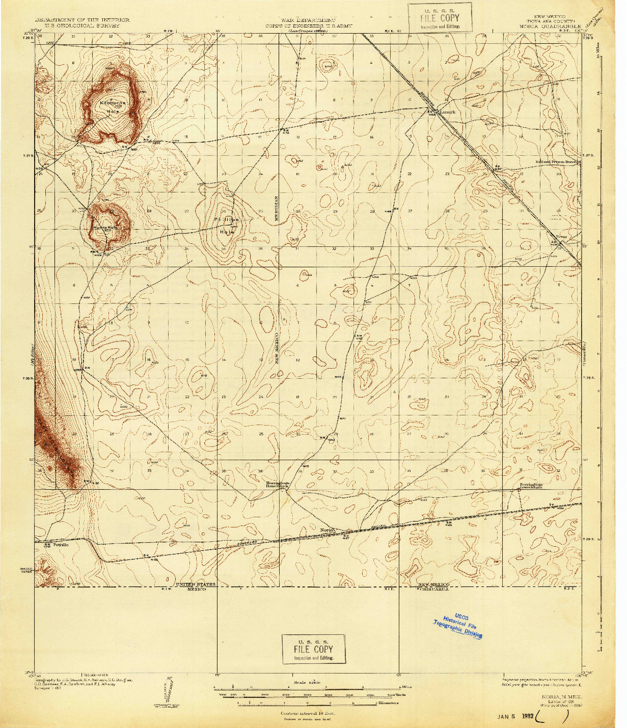 USGS 1:62500-SCALE QUADRANGLE FOR NORIA, NM 1918
