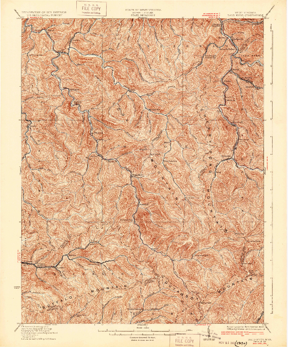 USGS 1:62500-SCALE QUADRANGLE FOR BALD KNOB, WV 1931