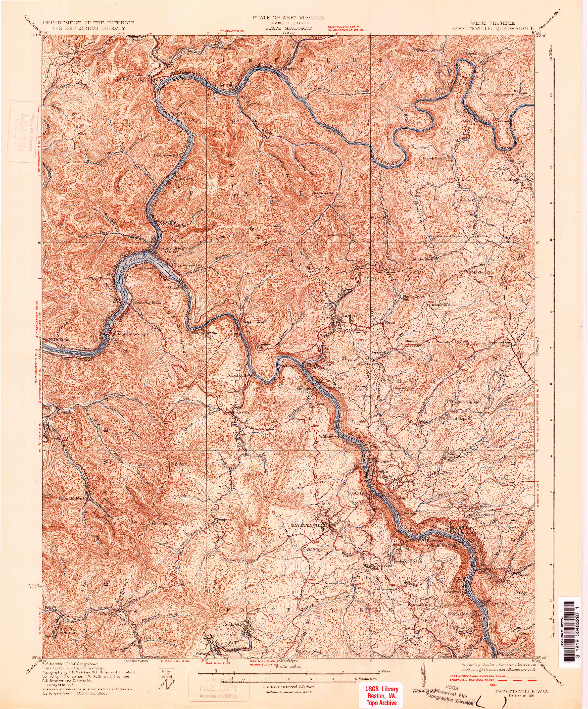 USGS 1:62500-SCALE QUADRANGLE FOR FAYETTEVILLE, WV 1931