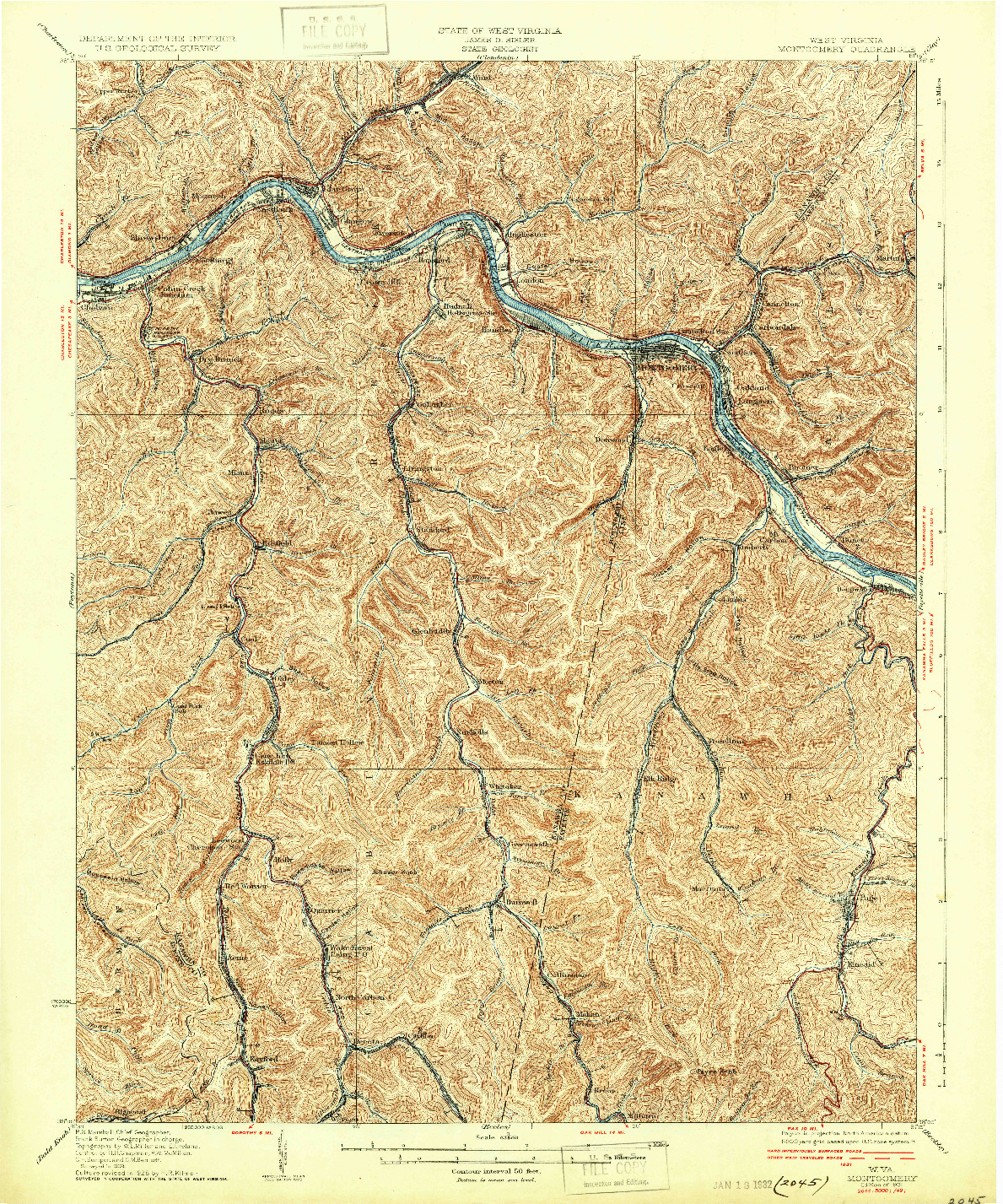 USGS 1:62500-SCALE QUADRANGLE FOR MONTGOMERY, WV 1931