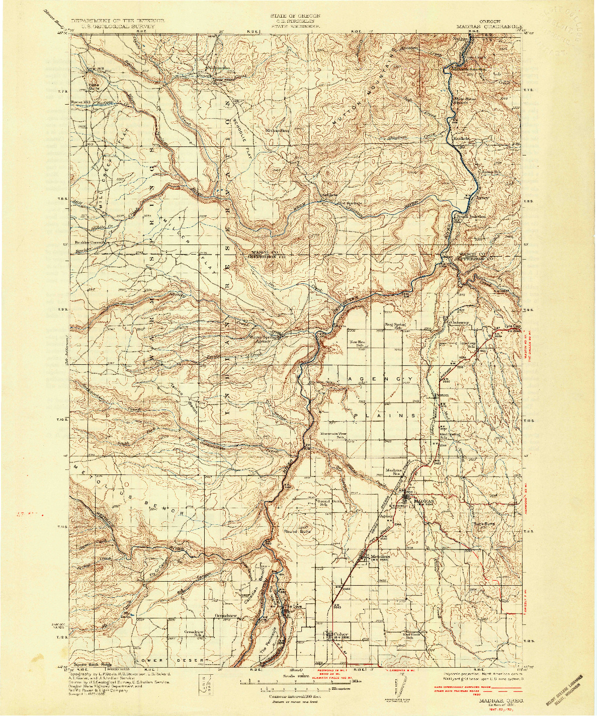 USGS 1:125000-SCALE QUADRANGLE FOR MADRAS, OR 1931