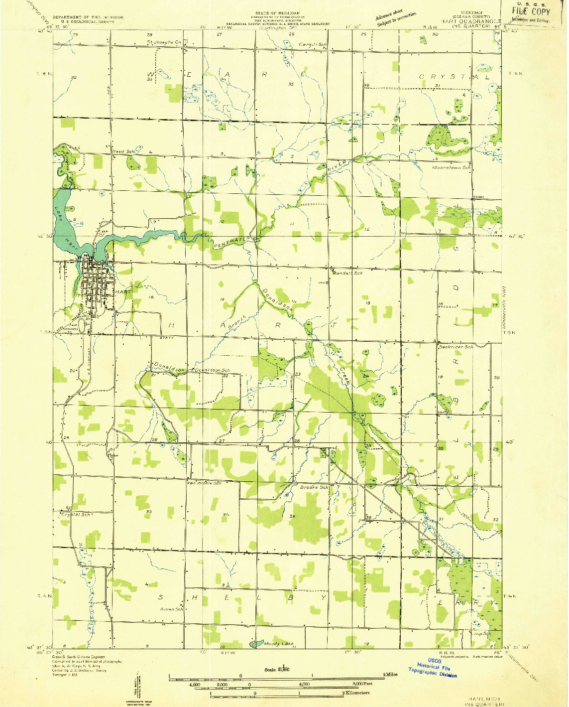 USGS 1:31680-SCALE QUADRANGLE FOR HART NE, MI 1931