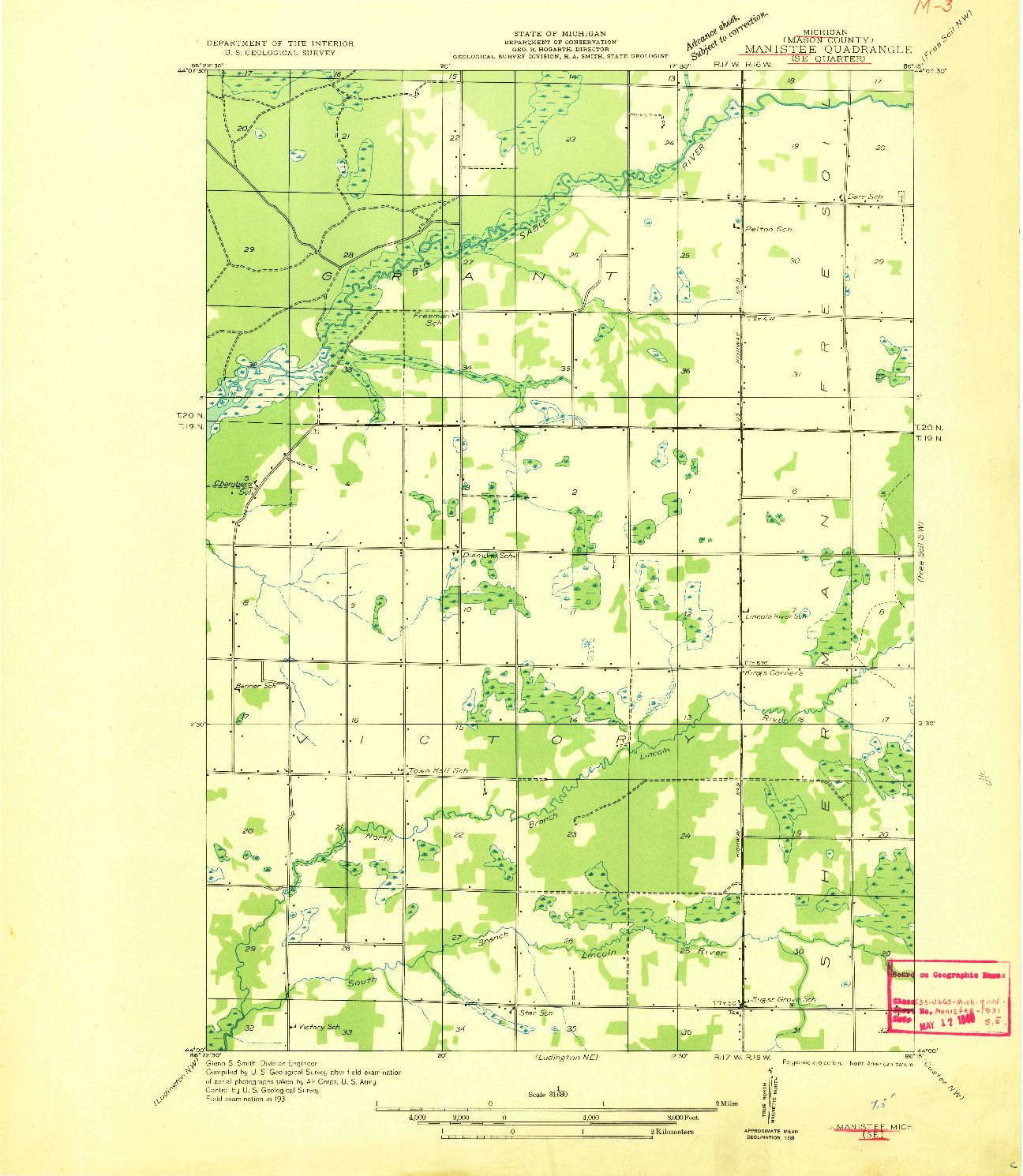 USGS 1:31680-SCALE QUADRANGLE FOR MANISTEE SE, MI 1931