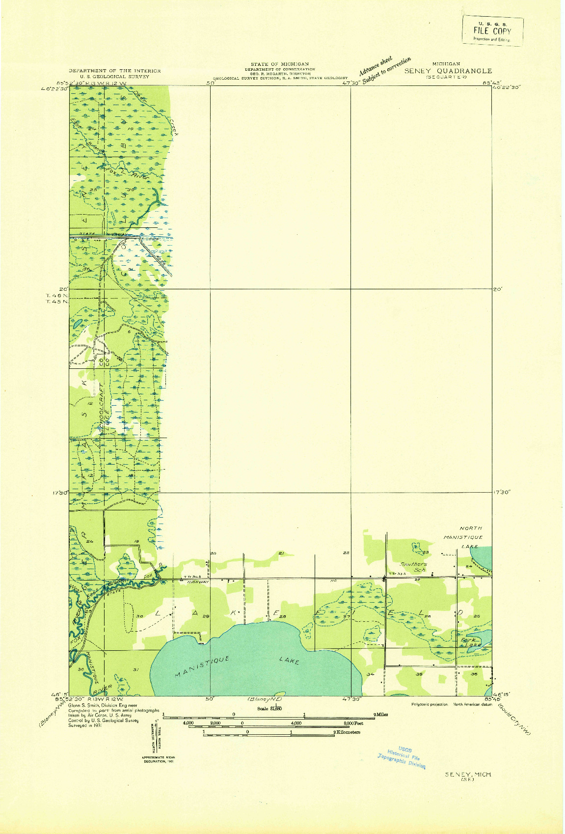 USGS 1:31680-SCALE QUADRANGLE FOR SENEY SE, MI 1931