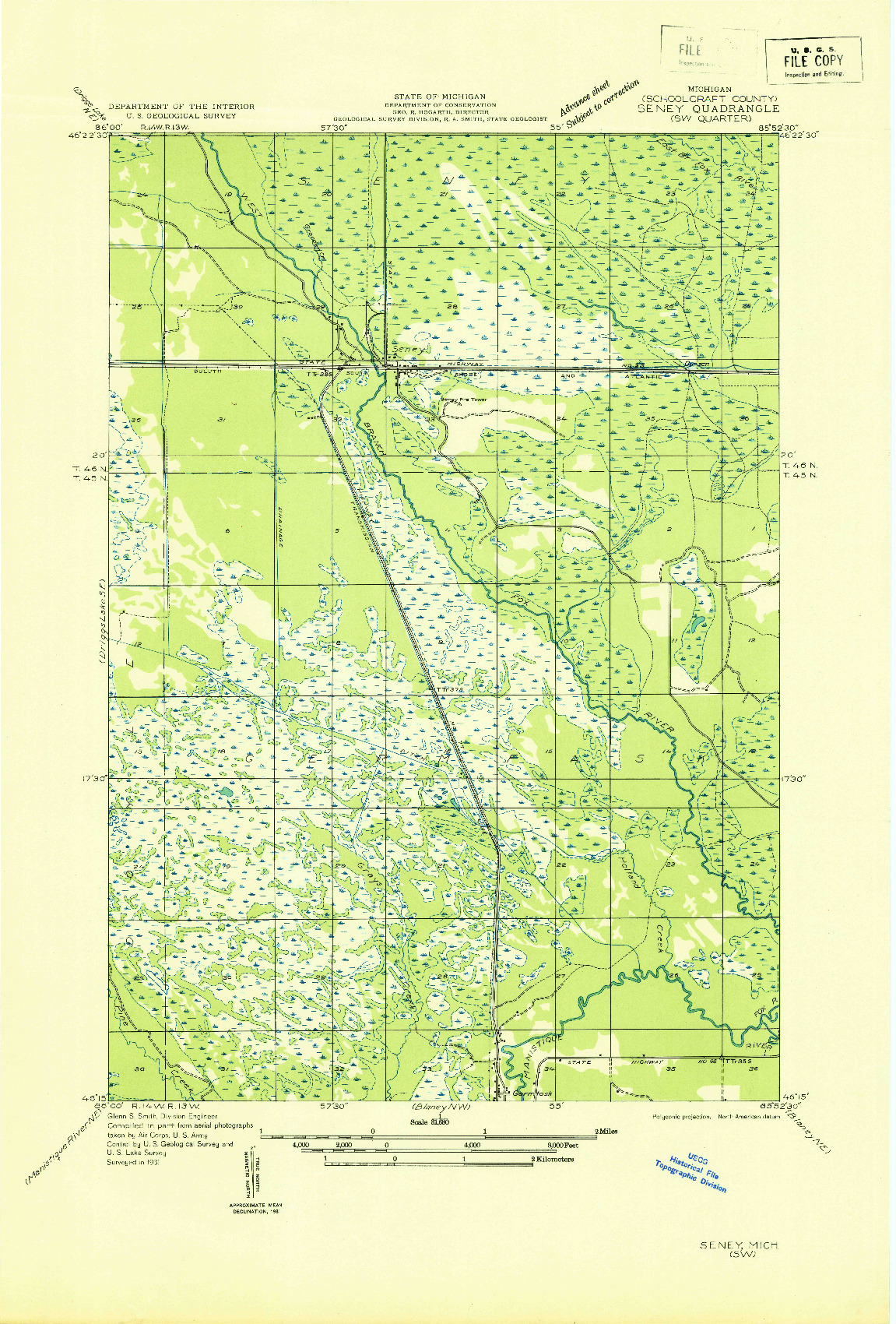 USGS 1:31680-SCALE QUADRANGLE FOR SENEY SW, MI 1931