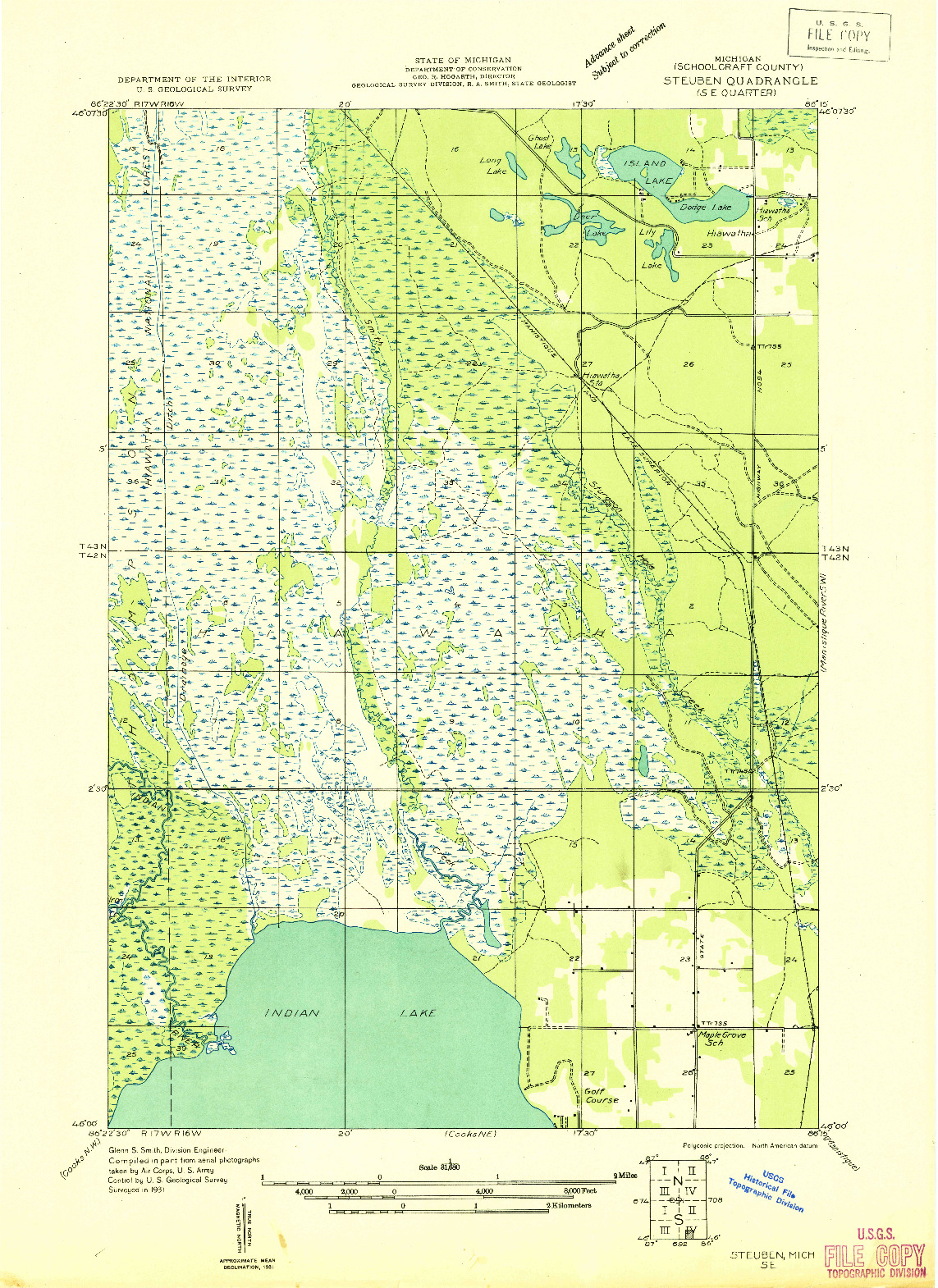 USGS 1:31680-SCALE QUADRANGLE FOR STEUBEN SE, MI 1931