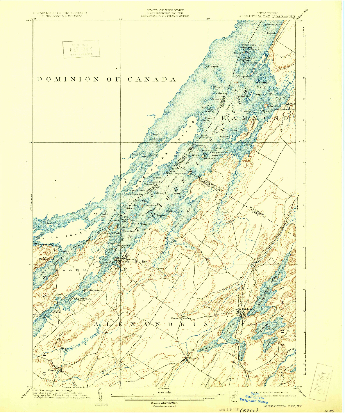 USGS 1:62500-SCALE QUADRANGLE FOR ALEXANDRIA BAY, NY 1903