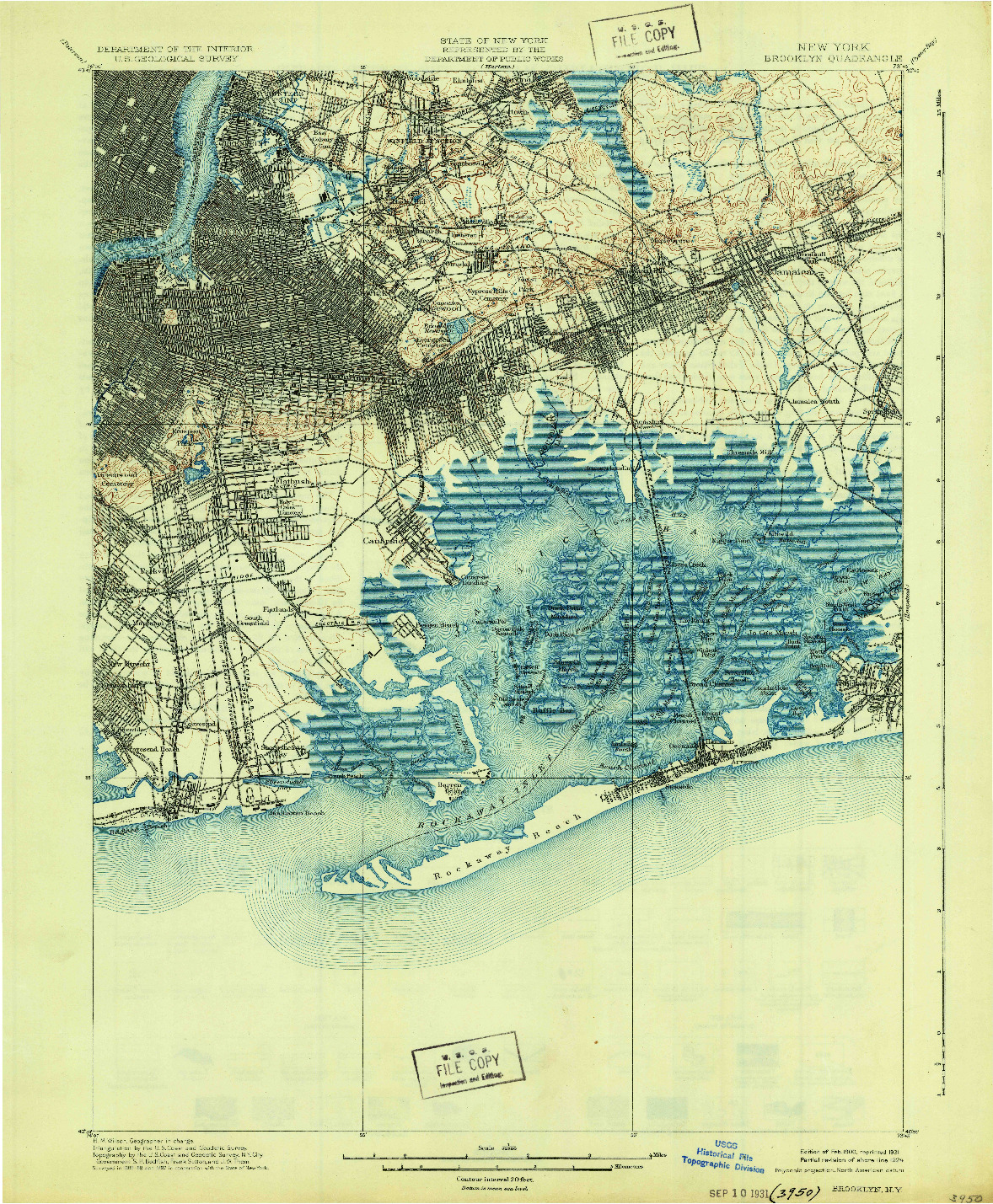 USGS 1:62500-SCALE QUADRANGLE FOR BROOKLYN, NY 1900