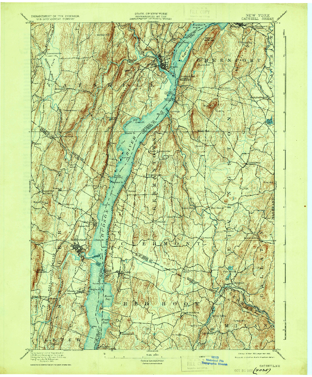 USGS 1:62500-SCALE QUADRANGLE FOR CATSKILL, NY 1895