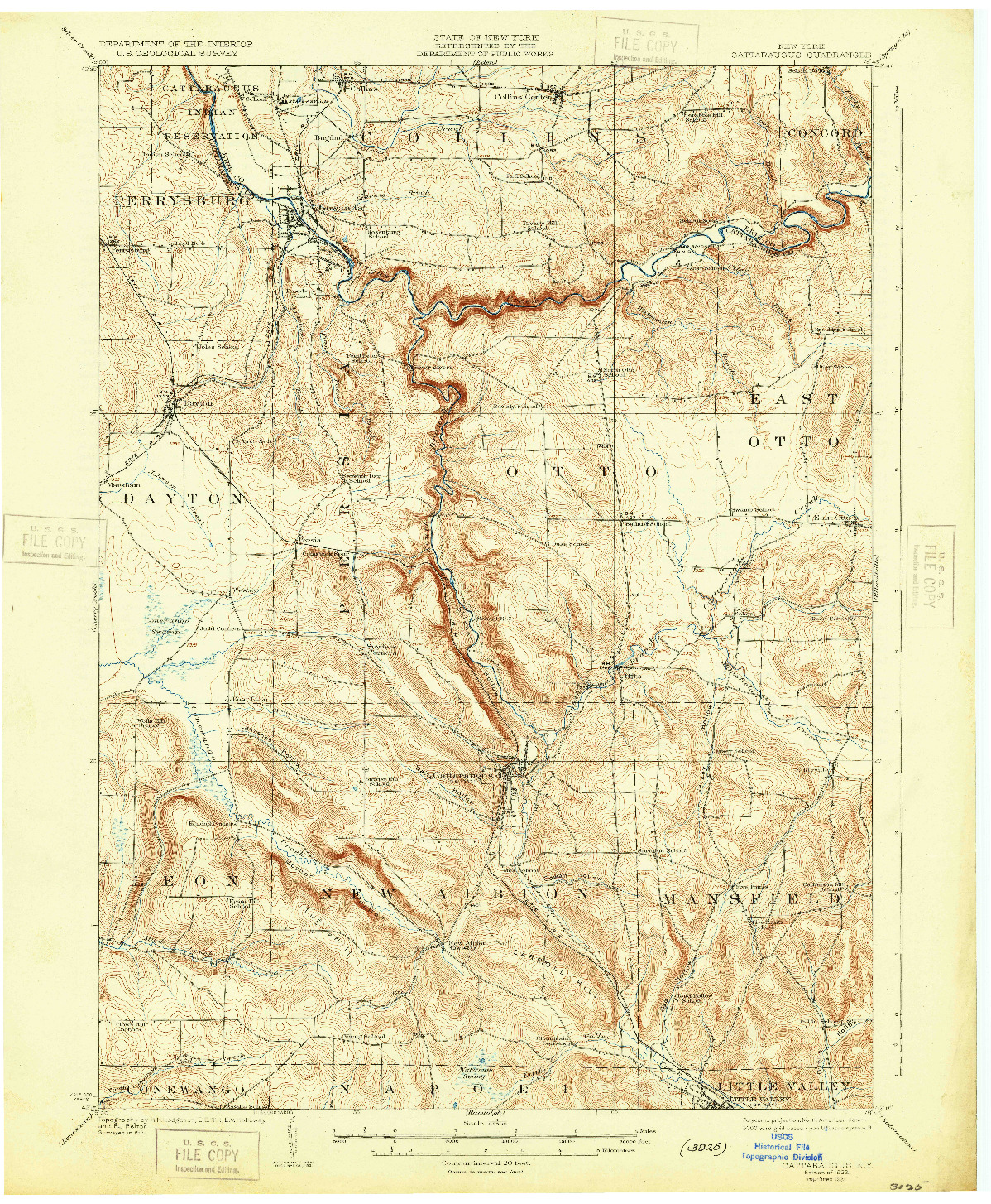 USGS 1:62500-SCALE QUADRANGLE FOR CATTARAUGUS, NY 1923