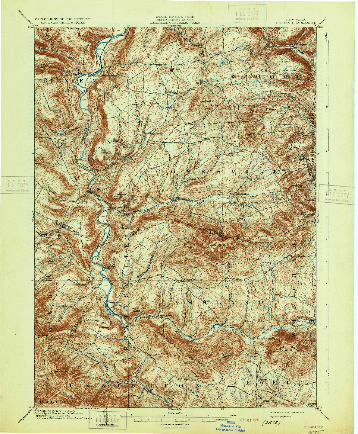 USGS 1:62500-SCALE QUADRANGLE FOR GILBOA, NY 1903