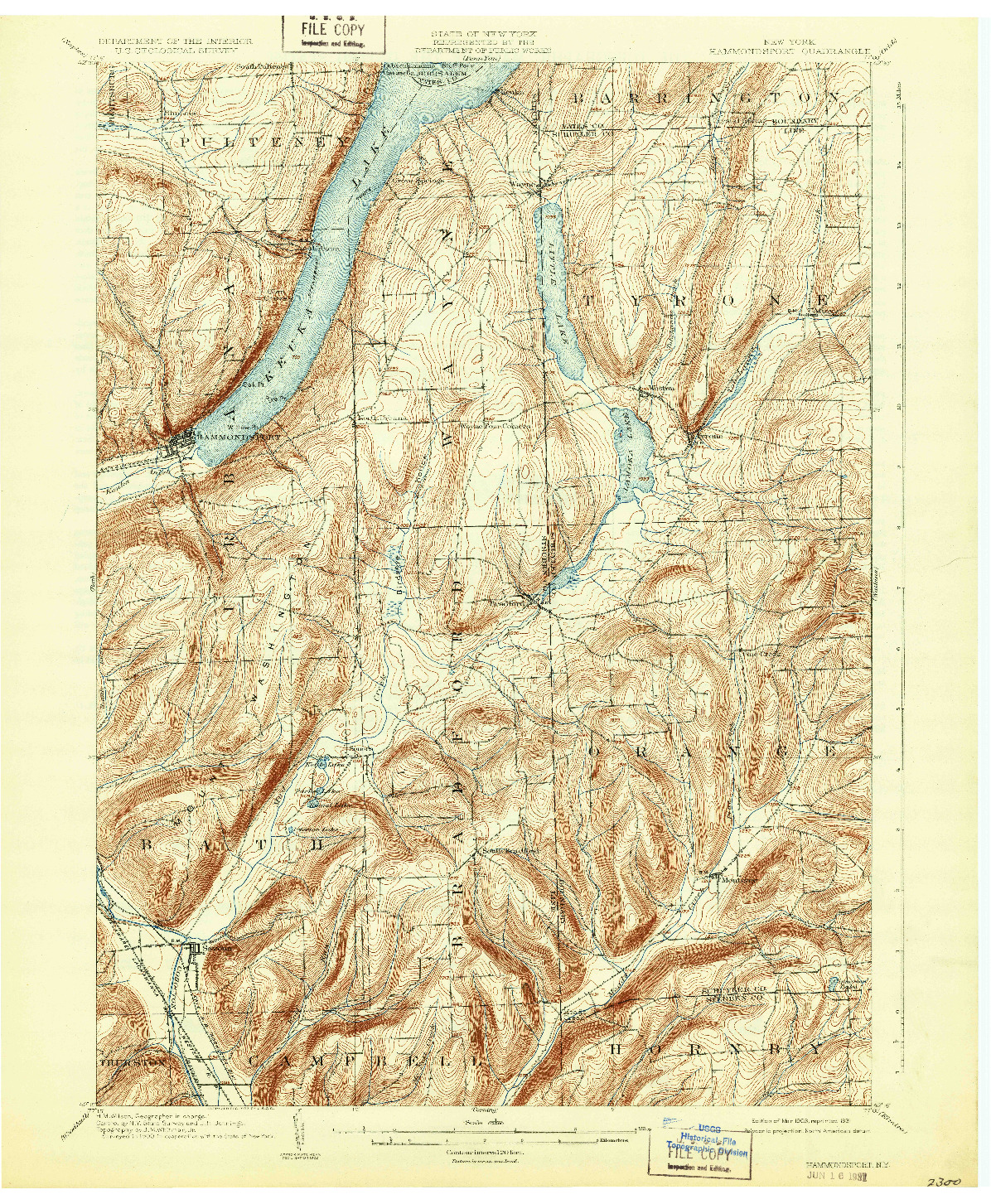 USGS 1:62500-SCALE QUADRANGLE FOR HAMMONDSPORT, NY 1903