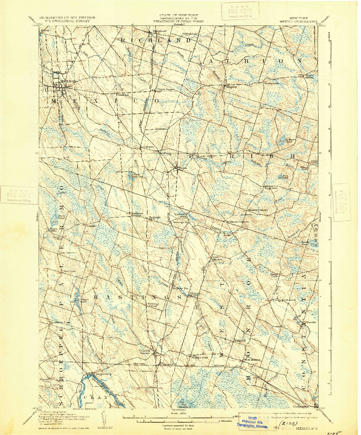 USGS 1:62500-SCALE QUADRANGLE FOR MEXICO, NY 1905