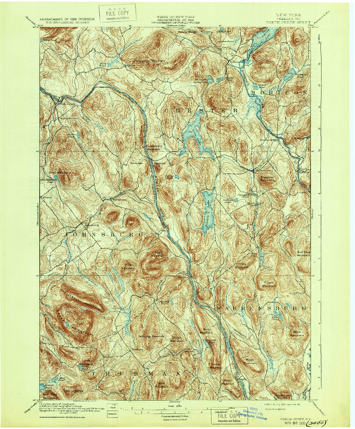 USGS 1:62500-SCALE QUADRANGLE FOR NORTH CREEK, NY 1897