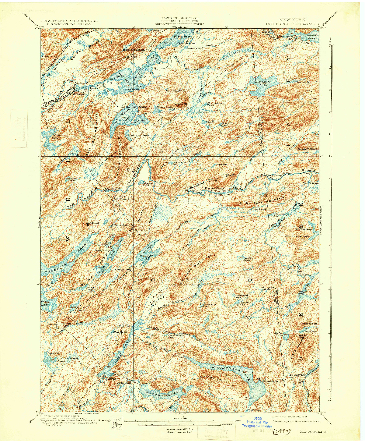 USGS 1:62500-SCALE QUADRANGLE FOR OLD FORGE, NY 1901