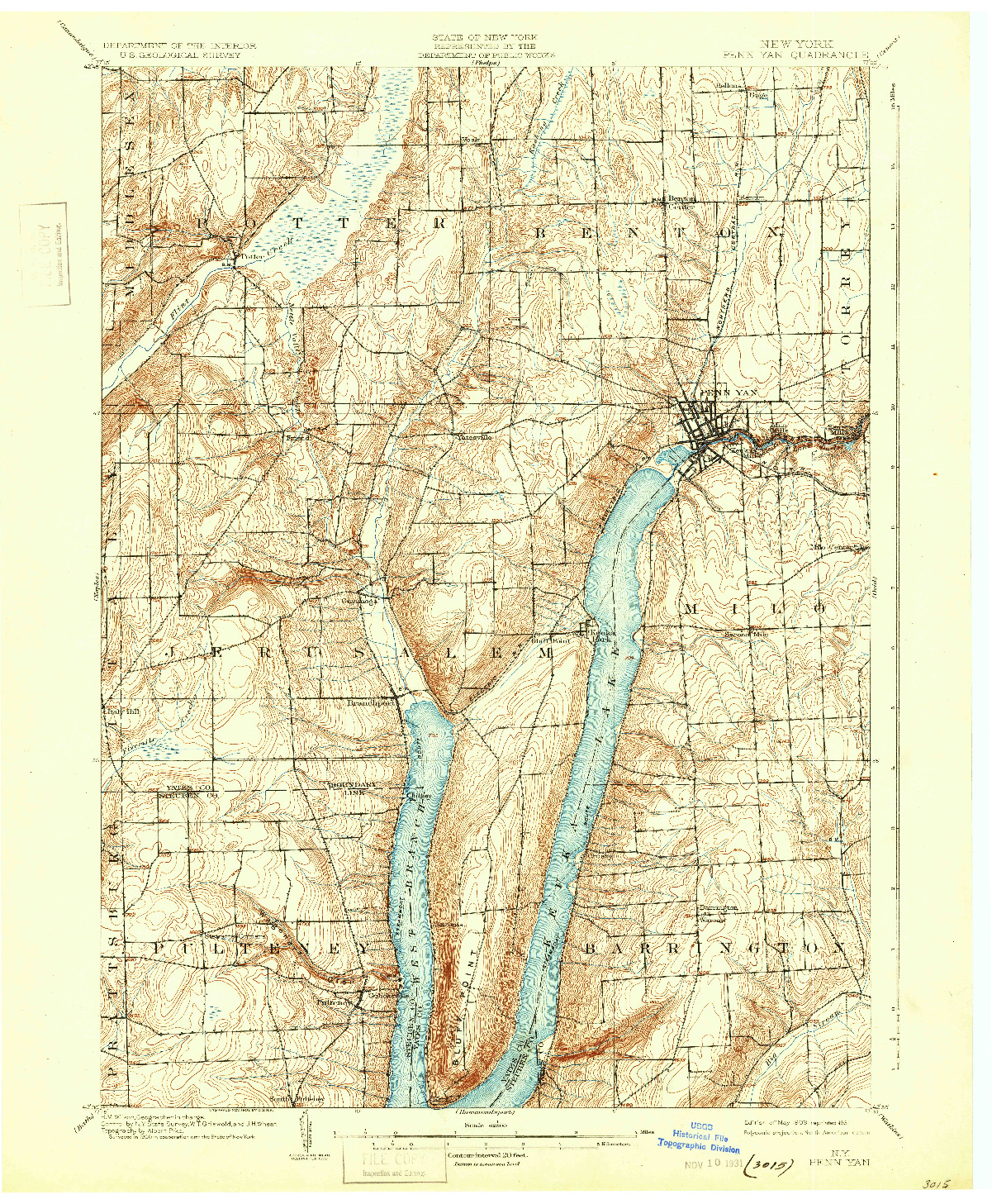 USGS 1:62500-SCALE QUADRANGLE FOR PENN YAN, NY 1903