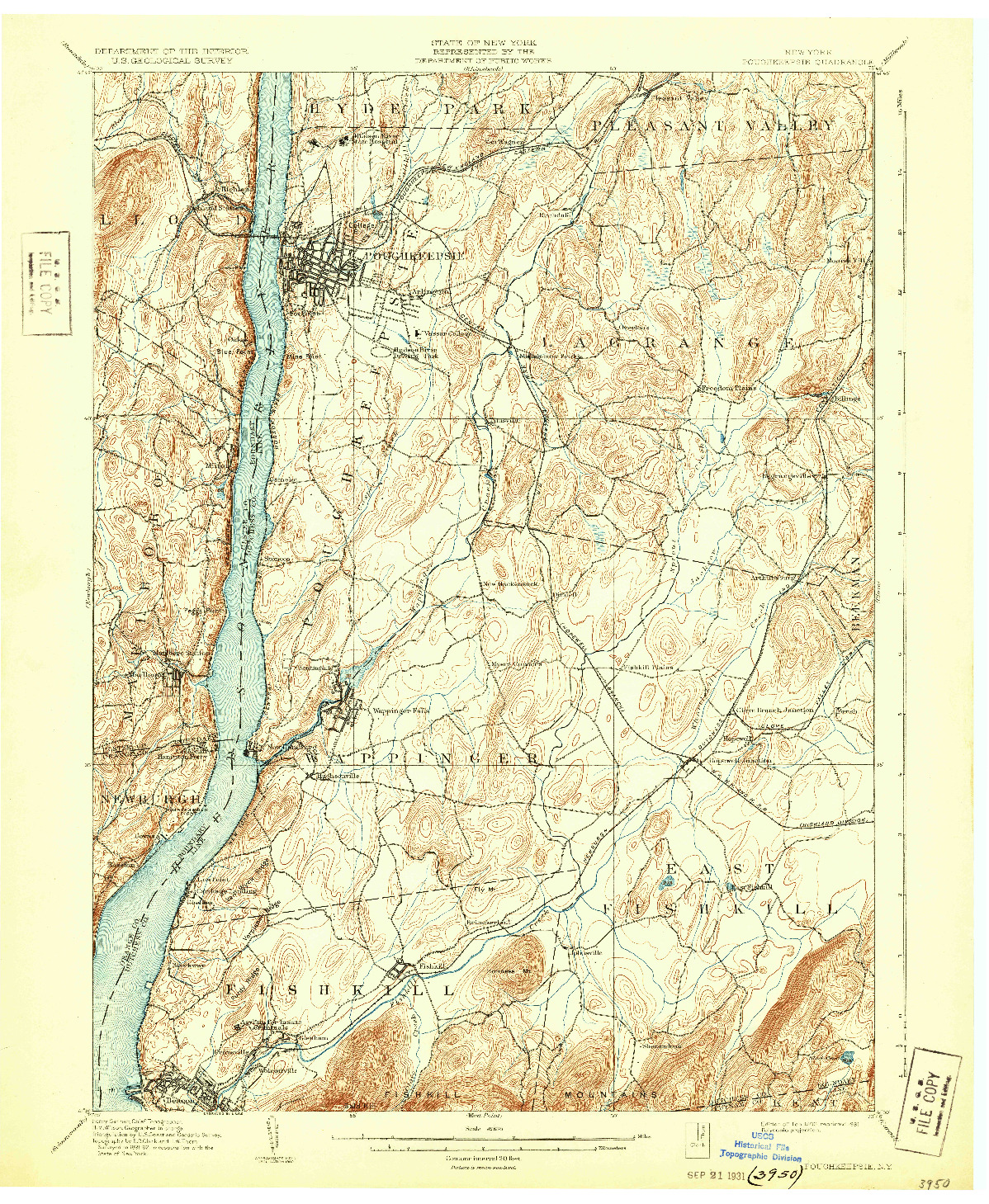 USGS 1:62500-SCALE QUADRANGLE FOR POUGHKEEPSIE, NY 1903