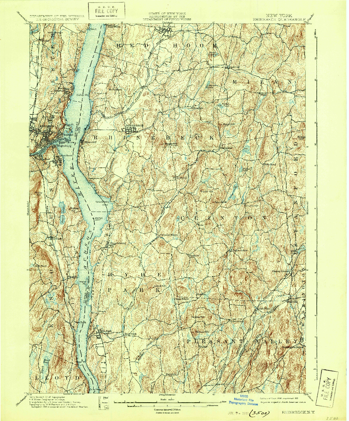 USGS 1:62500-SCALE QUADRANGLE FOR RHINEBECK, NY 1898