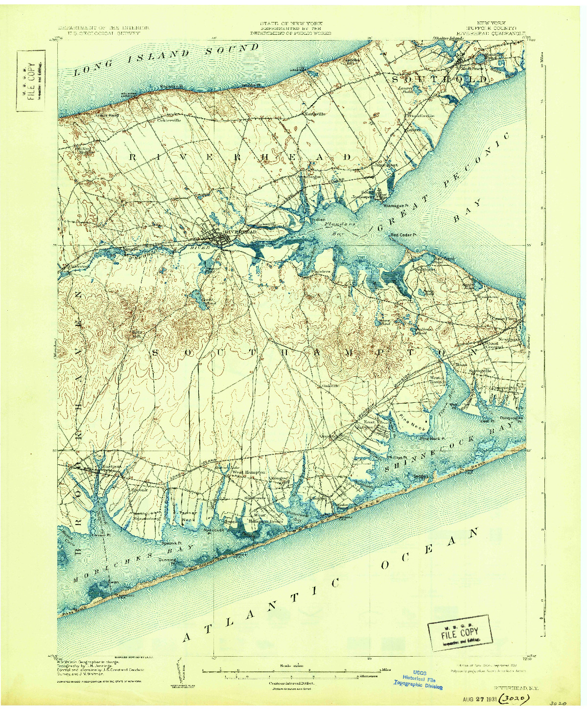 USGS 1:62500-SCALE QUADRANGLE FOR RIVERHEAD, NY 1904