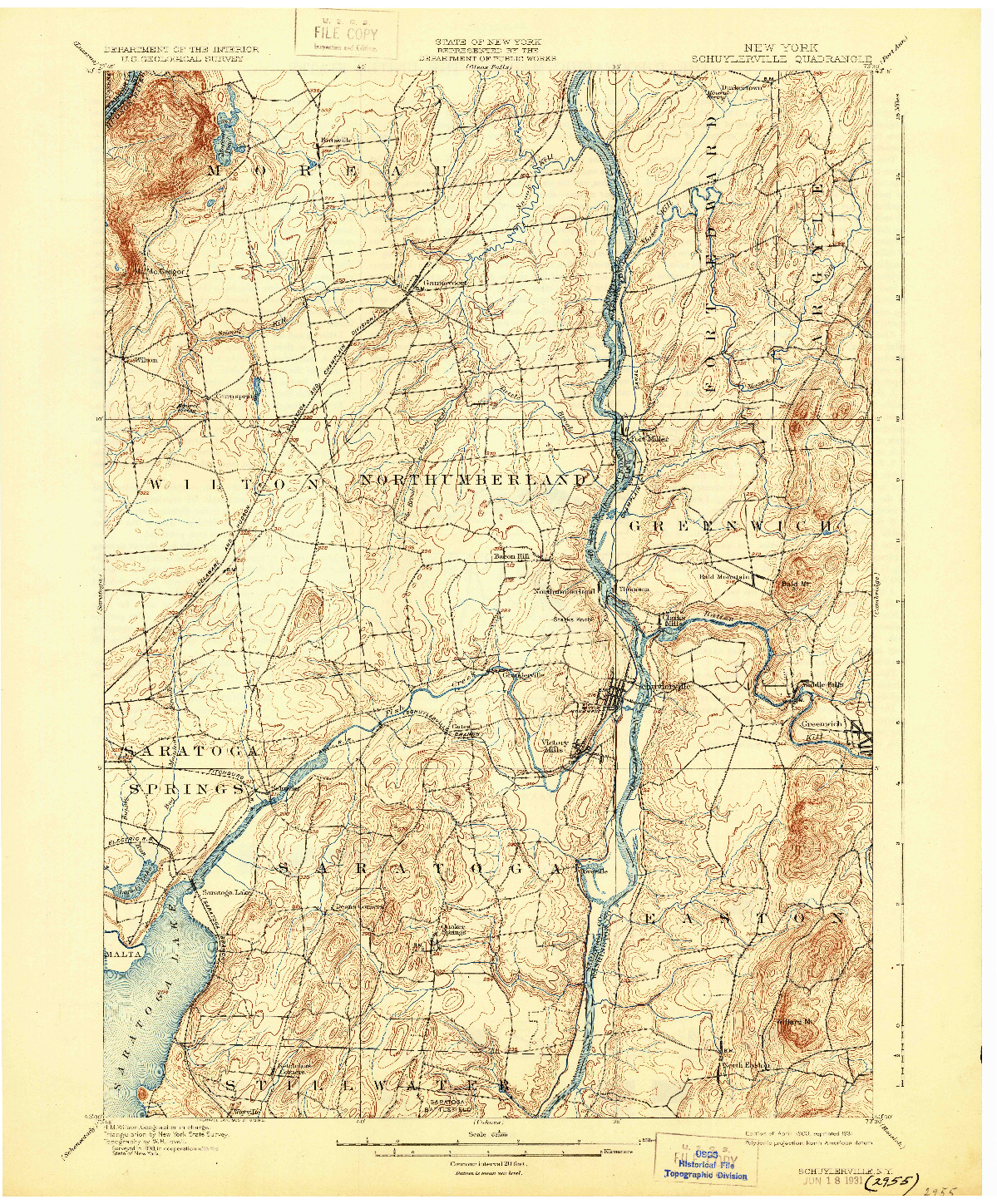 USGS 1:62500-SCALE QUADRANGLE FOR SCHUYLERVILLE, NY 1900