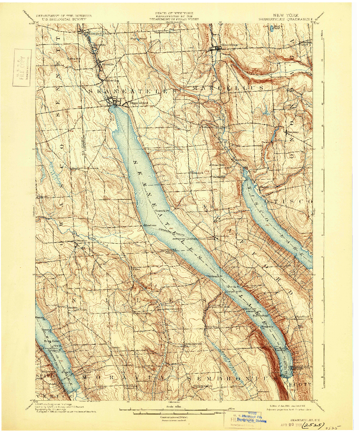 USGS 1:62500-SCALE QUADRANGLE FOR SKANEATELES, NY 1902