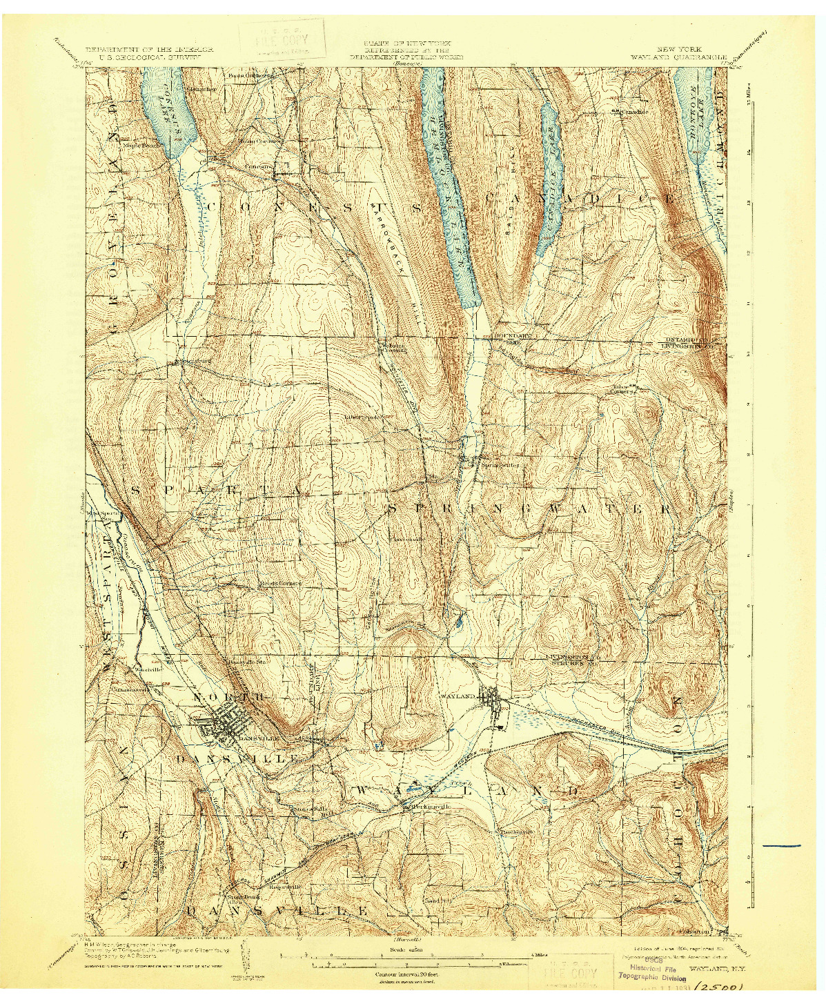 USGS 1:62500-SCALE QUADRANGLE FOR WAYLAND, NY 1904