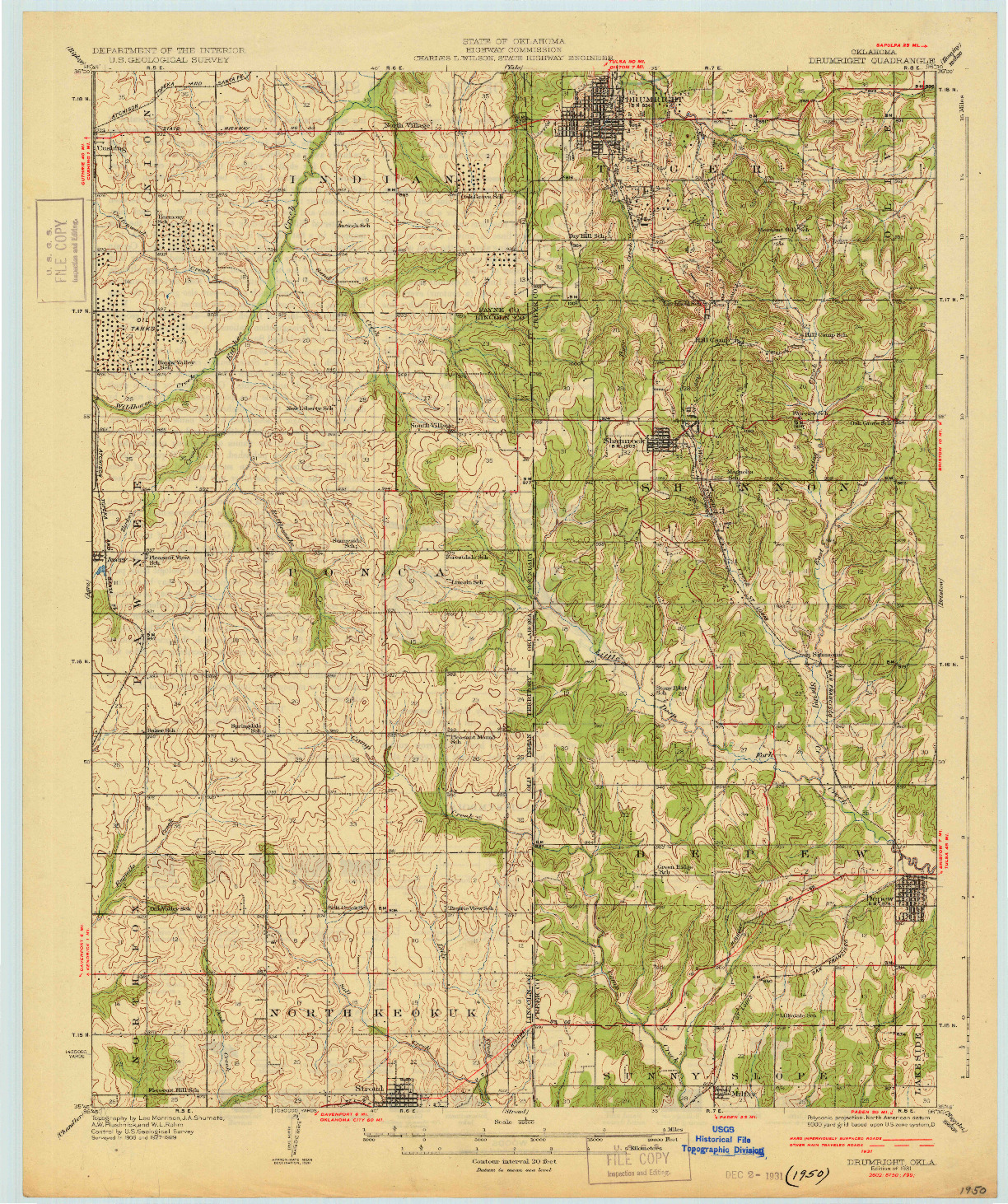 USGS 1:62500-SCALE QUADRANGLE FOR DRUMRIGHT, OK 1931