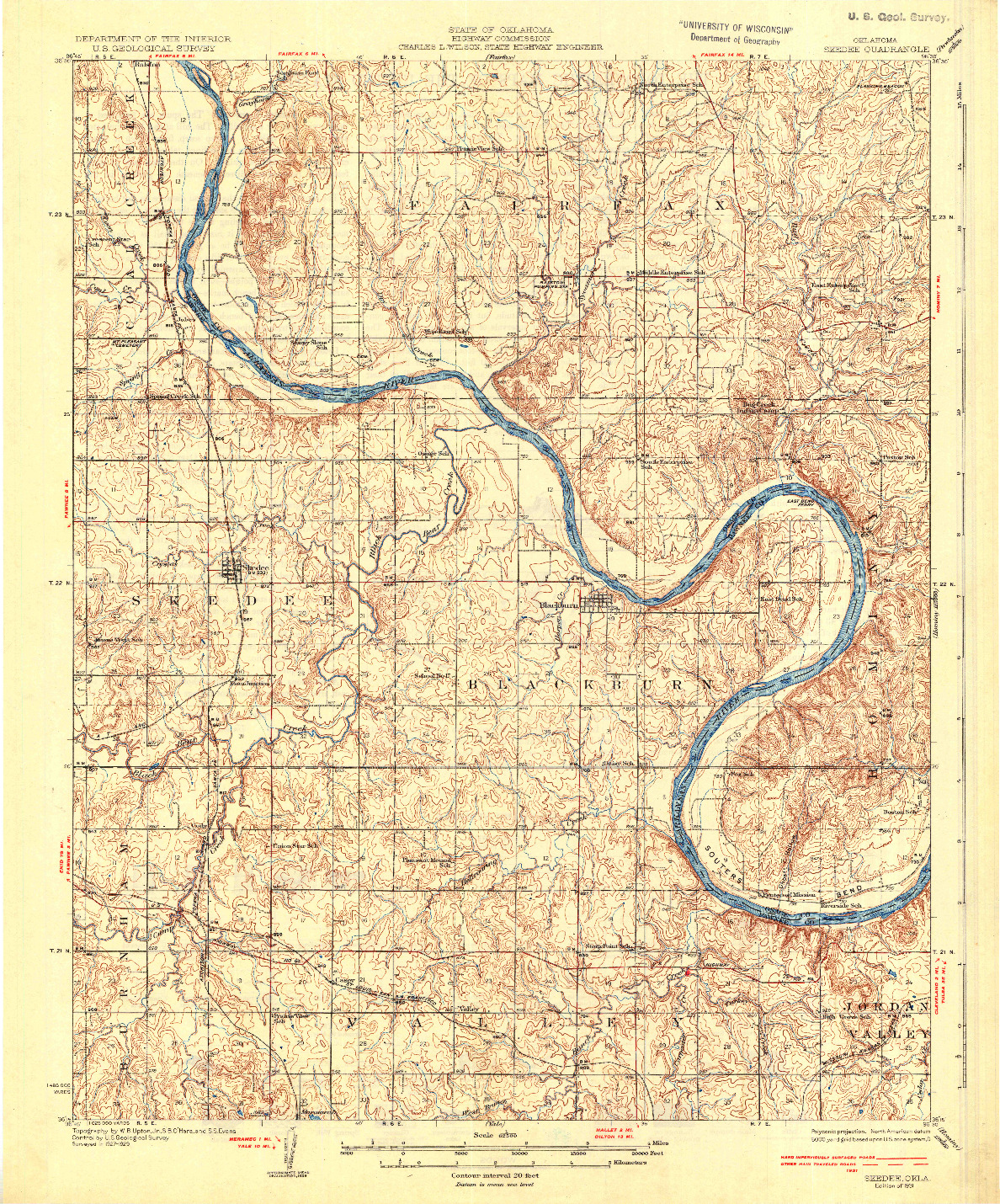 USGS 1:62500-SCALE QUADRANGLE FOR SKEDEE, OK 1931