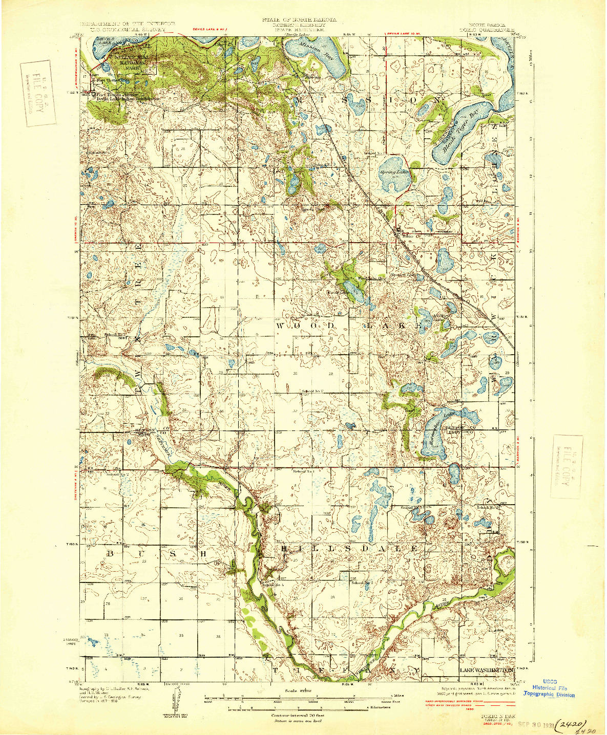 USGS 1:62500-SCALE QUADRANGLE FOR TOKIO, ND 1931
