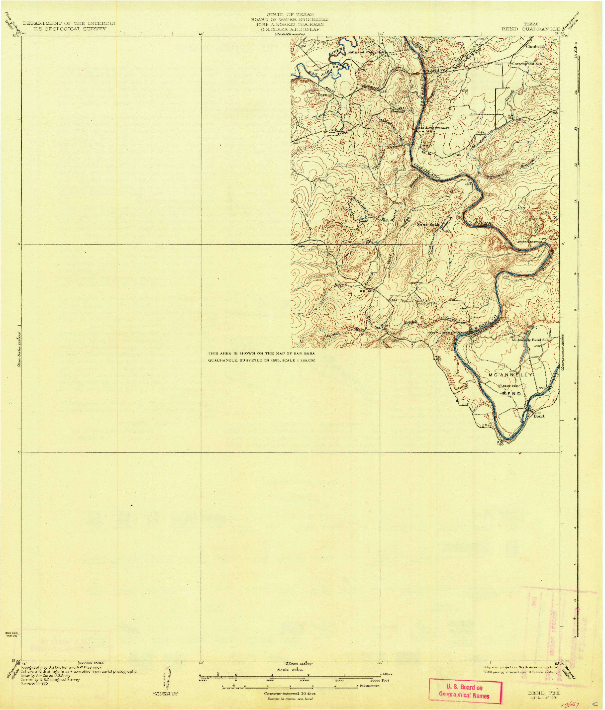 USGS 1:62500-SCALE QUADRANGLE FOR BEND, TX 1931