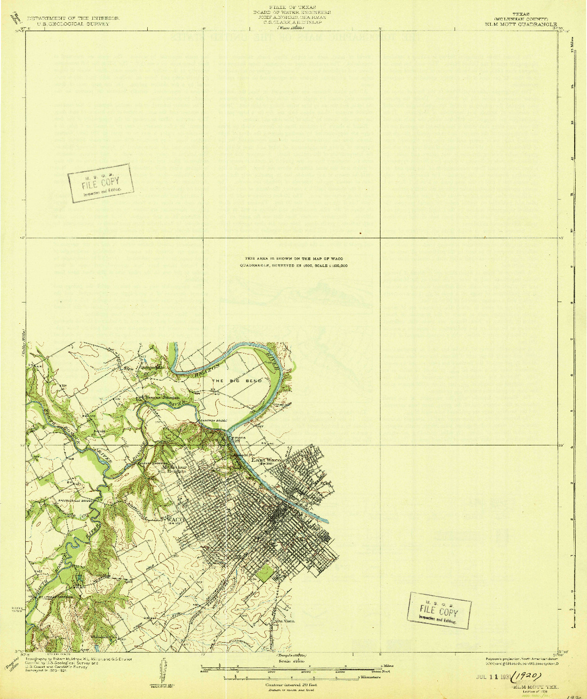 USGS 1:62500-SCALE QUADRANGLE FOR ELM MOTT, TX 1931