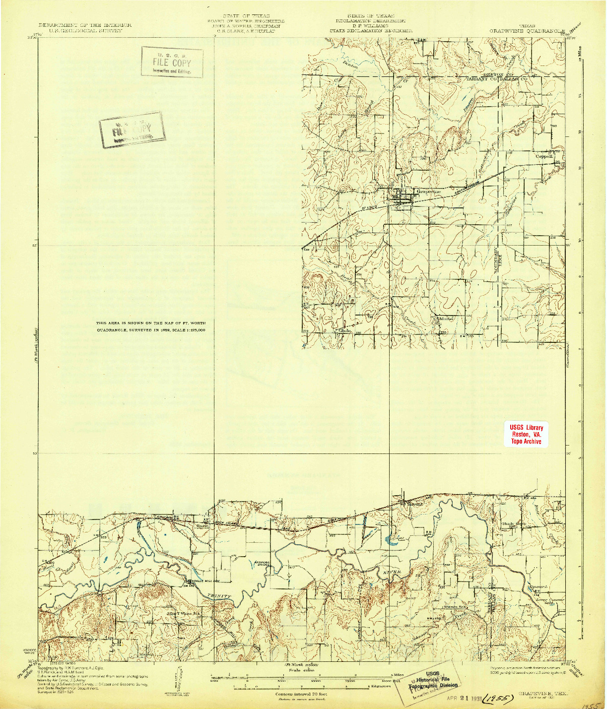 USGS 1:62500-SCALE QUADRANGLE FOR GRAPEVINE, TX 1931