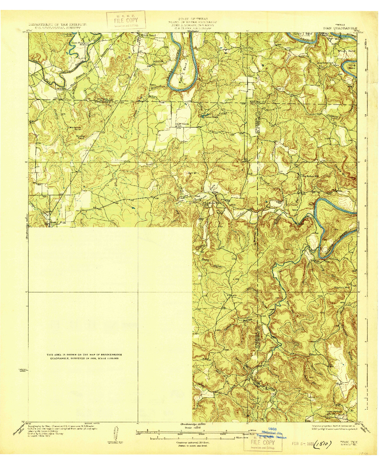 USGS 1:62500-SCALE QUADRANGLE FOR IVAN, TX 1931