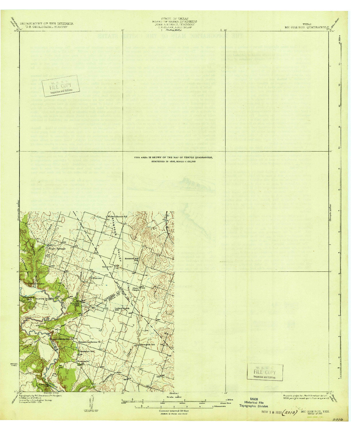 USGS 1:62500-SCALE QUADRANGLE FOR MC GREGOR, TX 1931